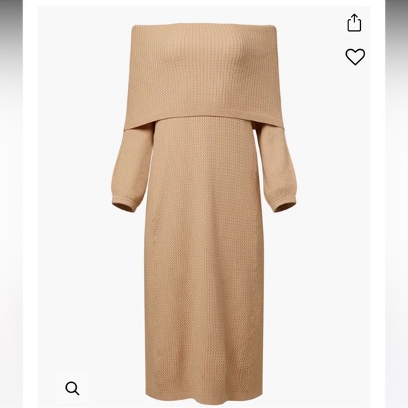 WeWoreWhat | Off Shoulder Sweater Dress In Beige Size XS NWT Cable Knit MIDI - Picture 4 of 12